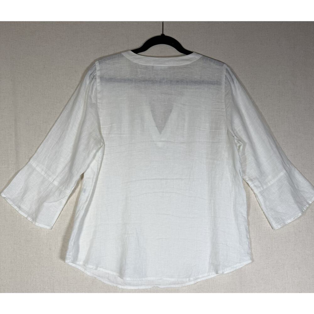 J Jill Love Linen Tunic Top 100% Linen Beaded Detail Size Medium - Picture 2 of 7